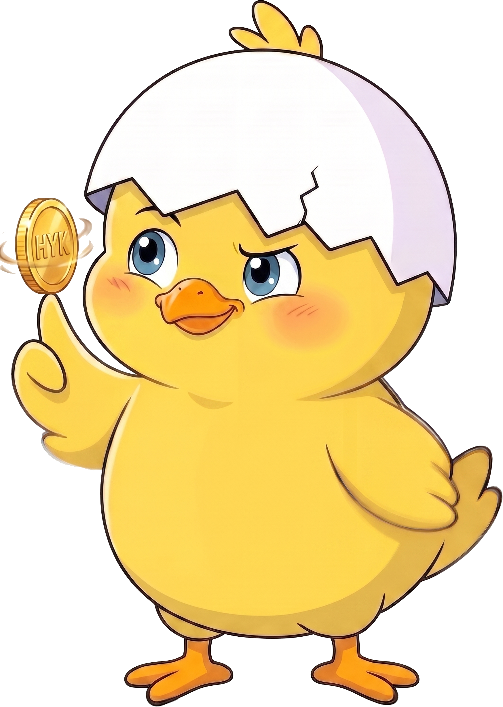 Hiyoko chick spinning an HYK coin
